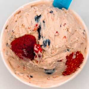 Nutella ice cream topped with berries from Chill-N
