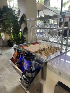 Paradise Grills custom wine bar with glass rack