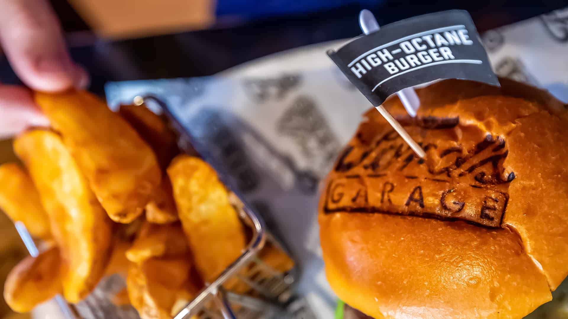 High Octane burger and fries from Ford’s Garage