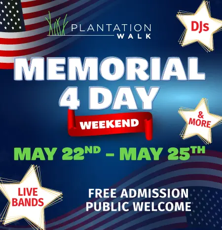 Memorial 4 Day Weekend: May 22 – 25, 2026