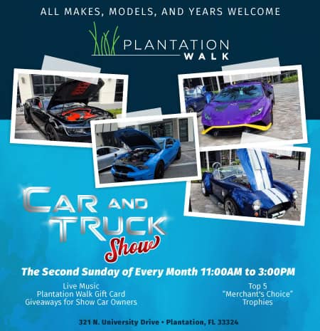 Plantation Walk Car and Truck Show on the Second Sunday of Every Month