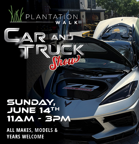 Plantation Walk Car and Truck Show: June 14, 2026