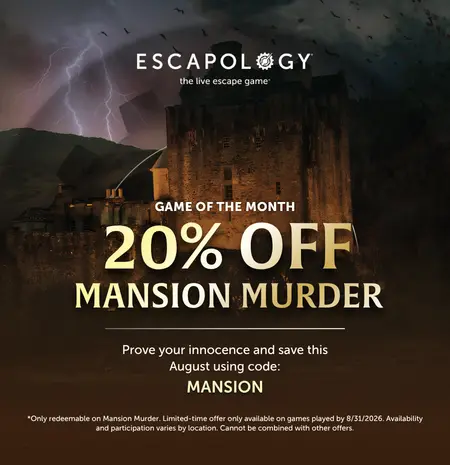 Escapology Game of the Month: 20% off Mansion Murder during August 2026